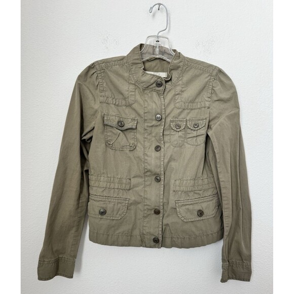 Loft Women's Army Green Button Down Utility Cargo Jacket Military Inspired XS - Picture 1 of 11